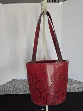 Mario Hernandez Butterfly Embossed Leather Shoulder Bag Tote